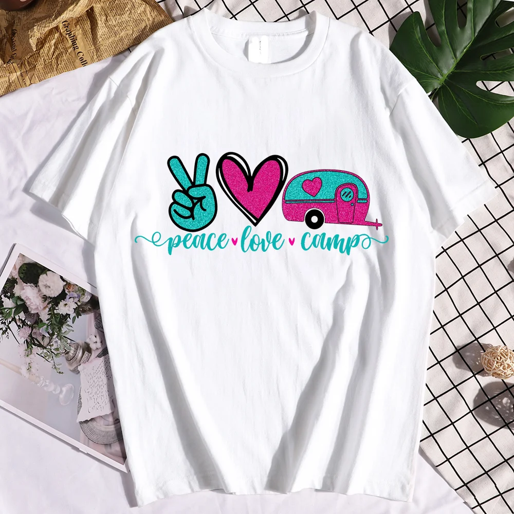 

Fashion Peace Love Camper Print T Shirt Women Short Sleeve O Neck Loose Tshirt Summer Women Tee Shirt Tops Camisetas Mujer Goth