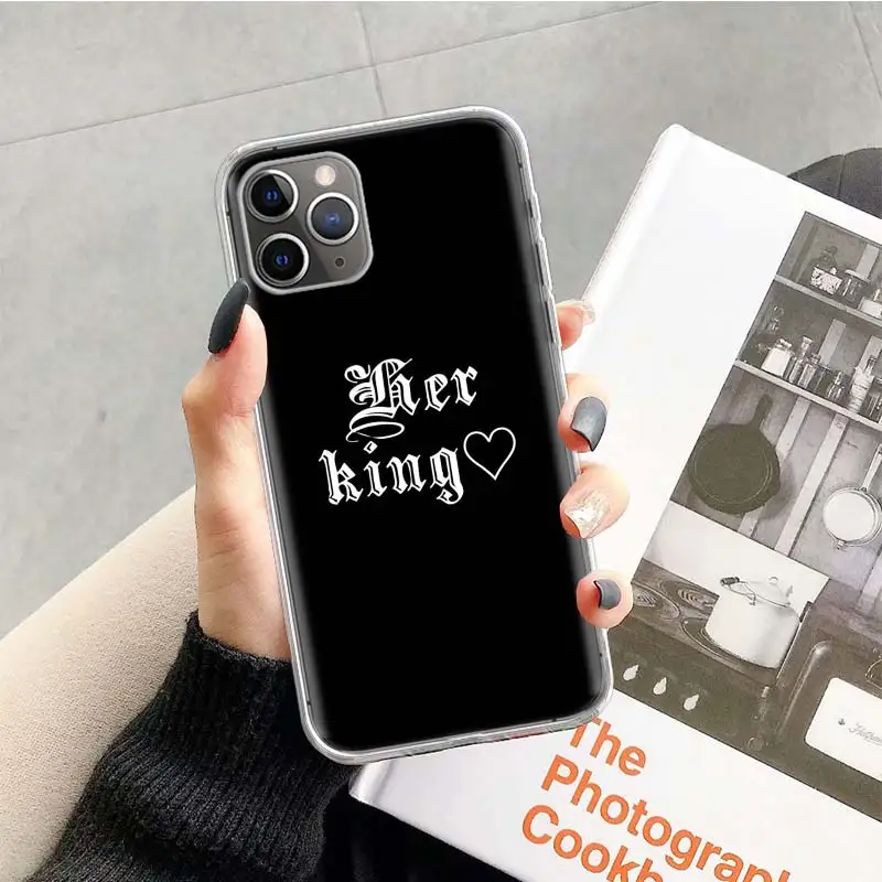 Чехол для влюбленных King queen для Apple iphone 11 Pro XS Max XR X 7 8 6 6S Plus 5 5S SE 10 десять подарочных силиконовых чехлов для телефона