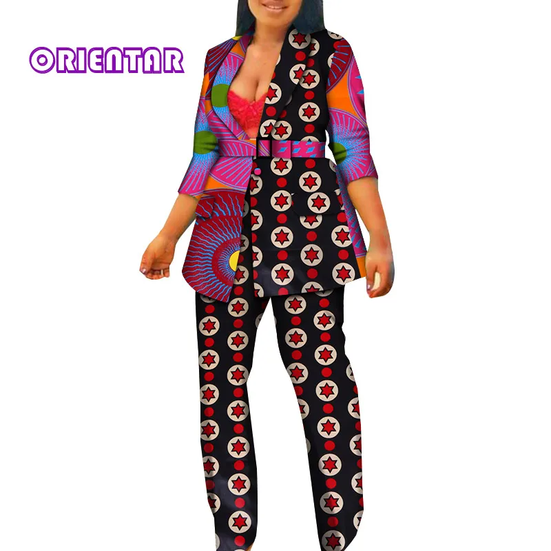 2 Pieces Sets African Top and Pants Women Suits African Print Bazin Riche Women Cotton African Style Clothing Plus Size WY6670