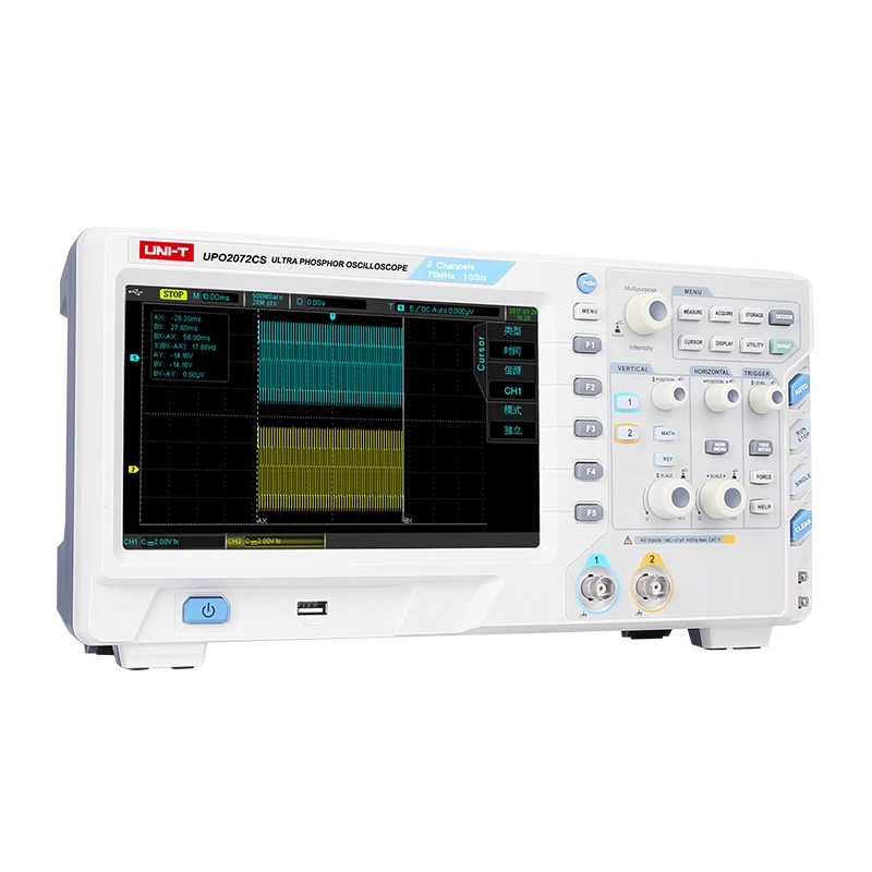 

UNI-T UPO2072CS analog channel bandwidth real-time waveform recording analysis digital phosphor oscilloscope