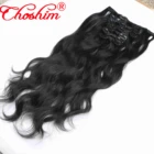 Choshim накладные человеческие волосы на клипсе 120 гкомпл. 14-24 дюйма, натуральный цвет, волнистые перуанские Реми человеческие волосы для наращивания на клипсе