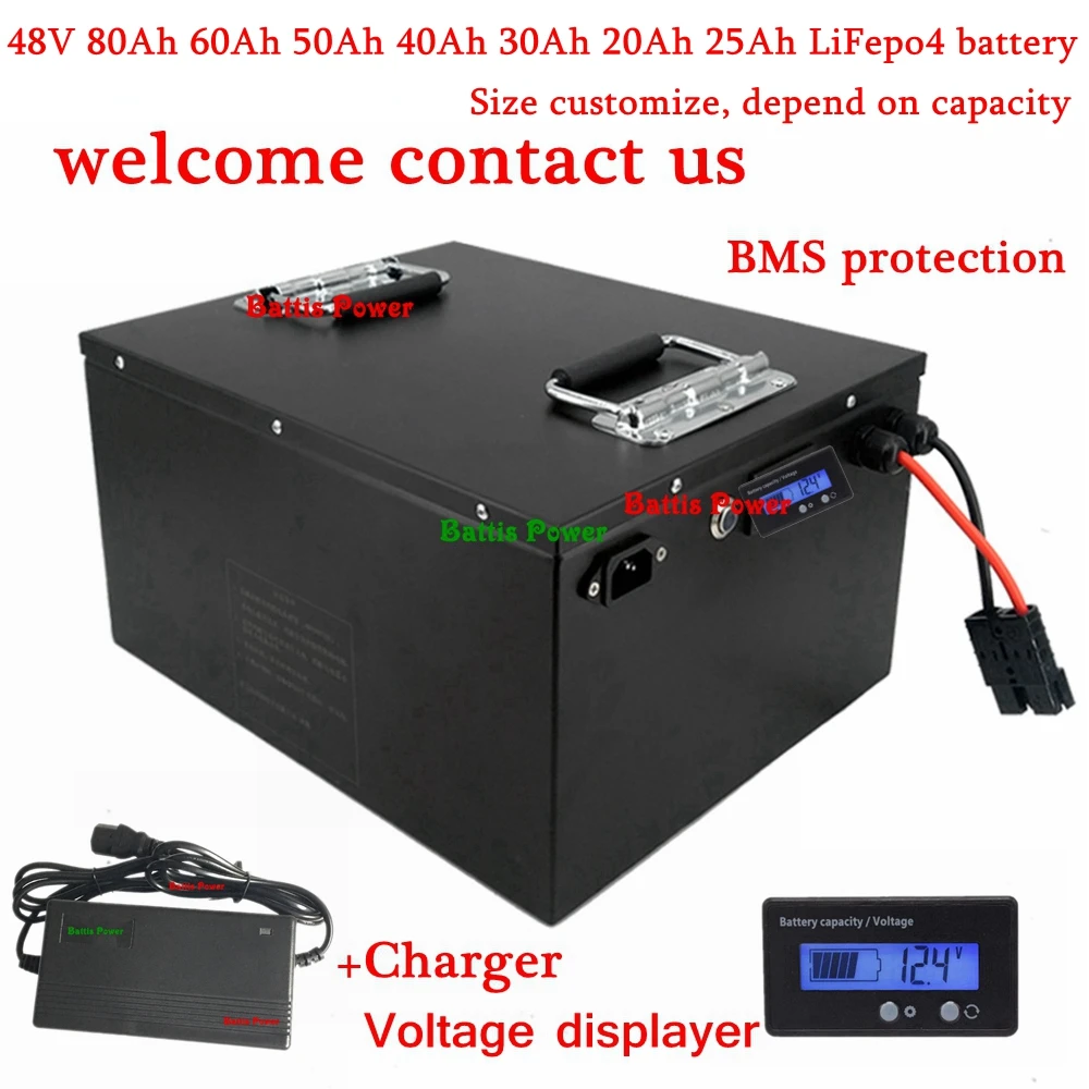 48V 80Ah 60Ah 50Ah 40Ah 30Ah 20Ah 25Ah LiFepo4 литиевая батарея с BMS для мотоцикла или