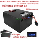 48V 80Ah 60Ah 50Ah 40Ah 30Ah 20Ah 25Ah LiFepo4 литиевая батарея с BMS для мотоцикла или электровелосипеда скутерамотоцикла из солнечной системном + 5A зарядное устройство