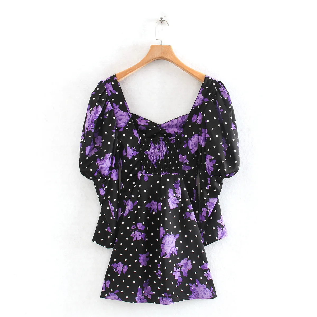 2020 new Spring Summer New Style European Printed Black Polka Dot Lantern Sleeve Dress zaraing za vadiming sheining women dress | Женская