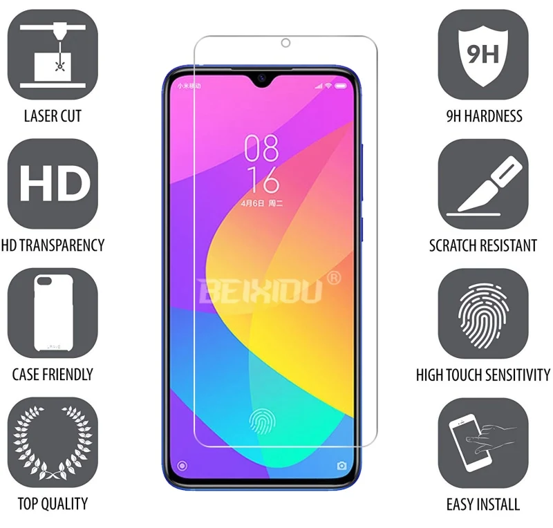2 шт Полное закаленное стекло для Xiaomi Mi 9 Lite защита экрана защитная пленка |