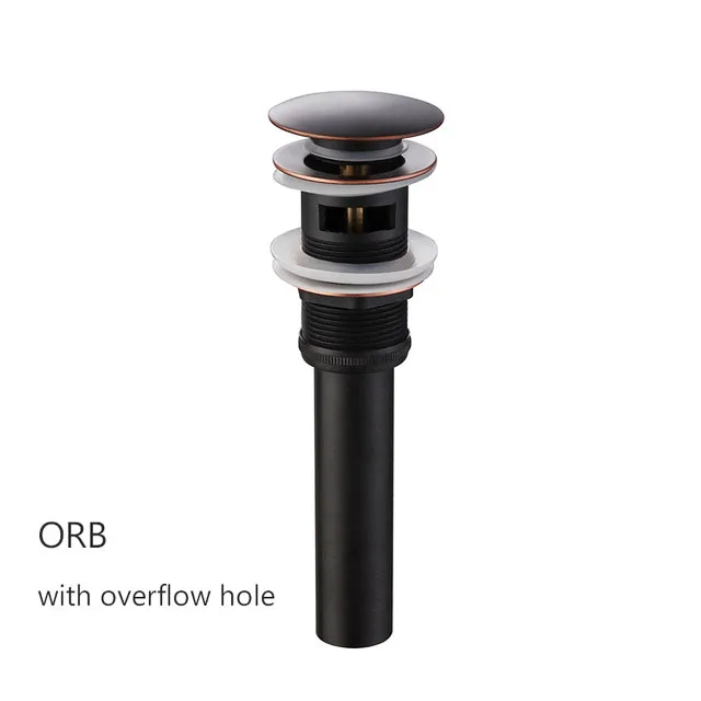 Латунный слив черный/белый/хромированный/золотой/розовое золото/ORB ванная раковина пуш-ап всплывающее слив с/без перелива отверстие дизайн - Цвет: ORB with hole