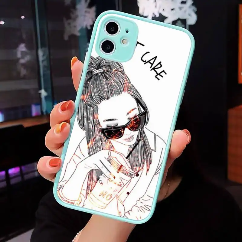 

Girl Boss Pink Women power Phone Cases Matte transparent For blue iPhone 12 Mini 11 Pro XR XS Max 7 8 Plus X Back Cover