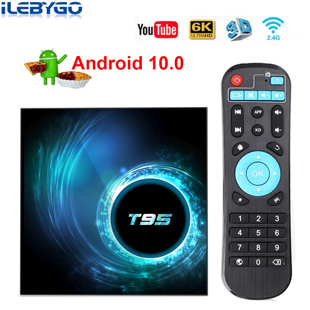 ТВ приставка T95 на Android 10 4 + 32 ГБ Allwinner H616 ядра 1080P H.265 4K 0 64 ГБ|ТВ-приставки и