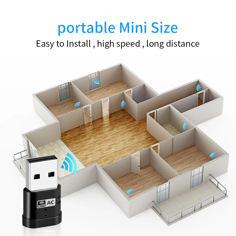 

600Mbps Mini USB 3.0 WiFi Adapter Dual Band 5.8G 2.4GHz Network Card Wifi Dongle For PC Desktop PC Wifi Adapter