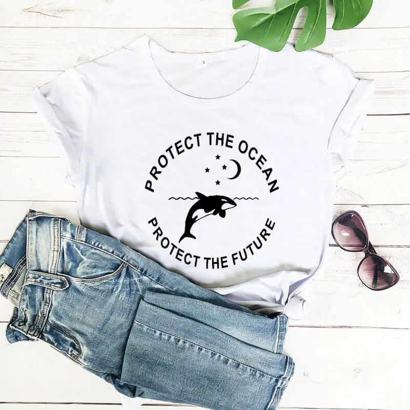 

Protect the Ocean Protect the Future Shirt New Arrival Summer 100%Cotton Funny T Shirt Environmental Shirt Earth Day Shirts