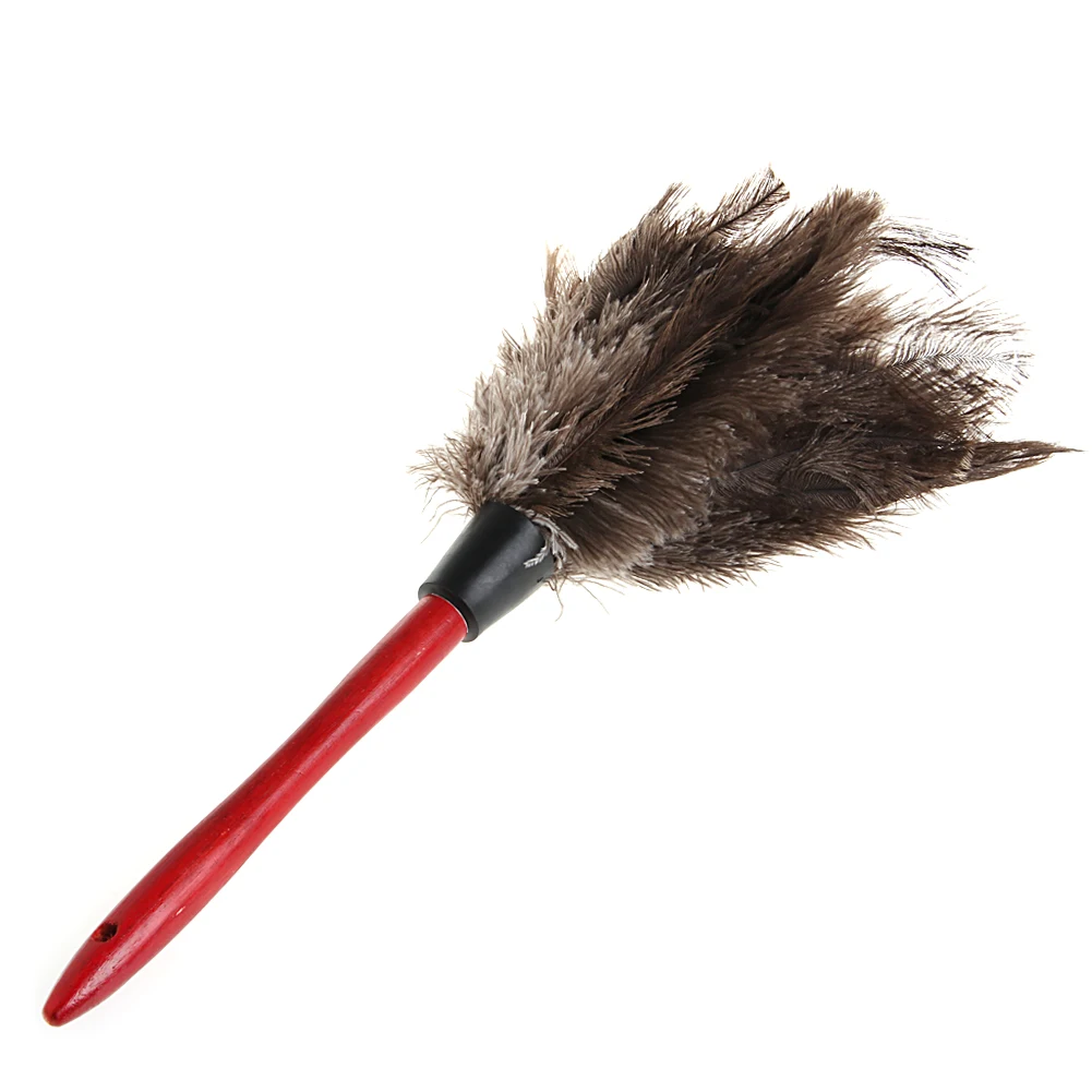 

Anti-static Ostrich Feather Fur Dust Duster Wooden Handle Cleaning Brush Tool