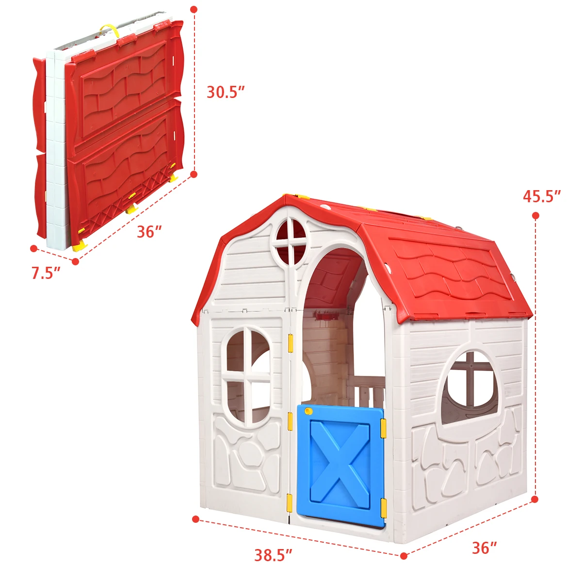 Costway-casa de juegos de pl&aacute;stico plegable para ni&ntilde;os, juguete para interior y exterior, port&aacute;til-1