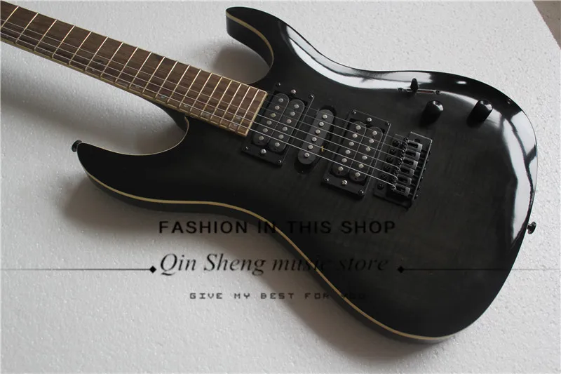 Бесплатная доставка Заводская изготовленная на заказ 6 струнная черная