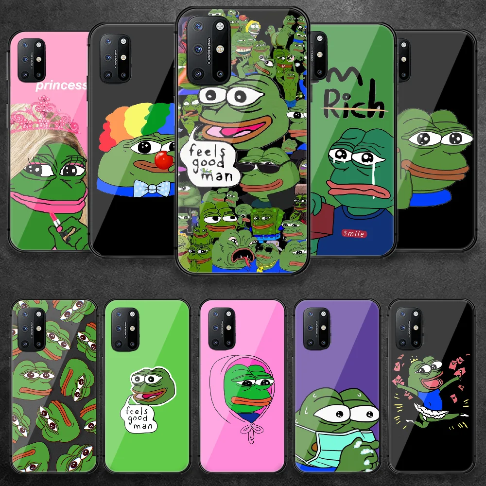 

Sad Frog-Pepe Cartoon Tempered Glass Phone Case Cover For Oneplus Oppo Realme A53 Find X 2 3 5 6 7 8 9 T Pro Nord Gt Neo Pretty