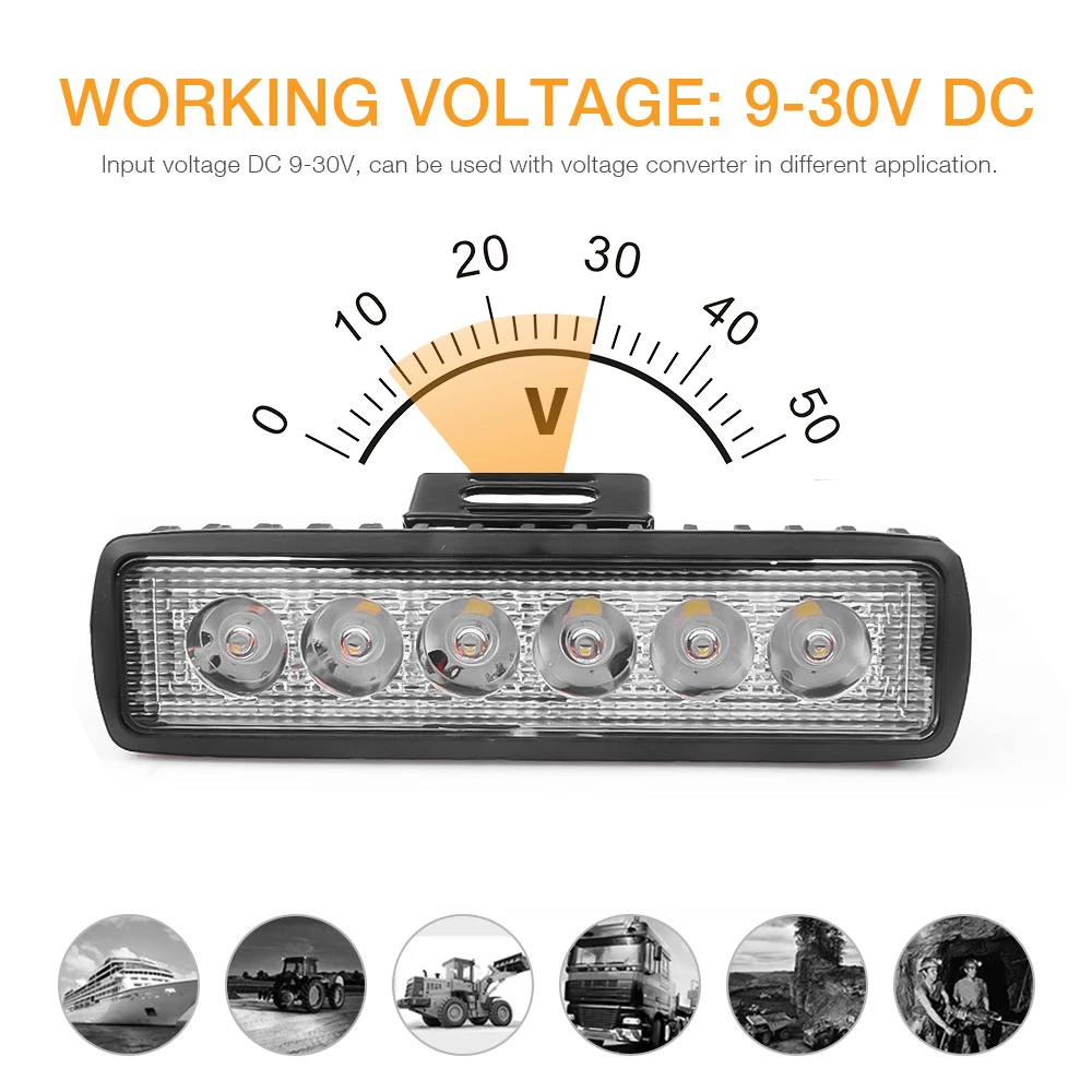Водонепроницаемый светодиодный фонарь IP65 18 Вт 12 В для грузовиков и внедорожников