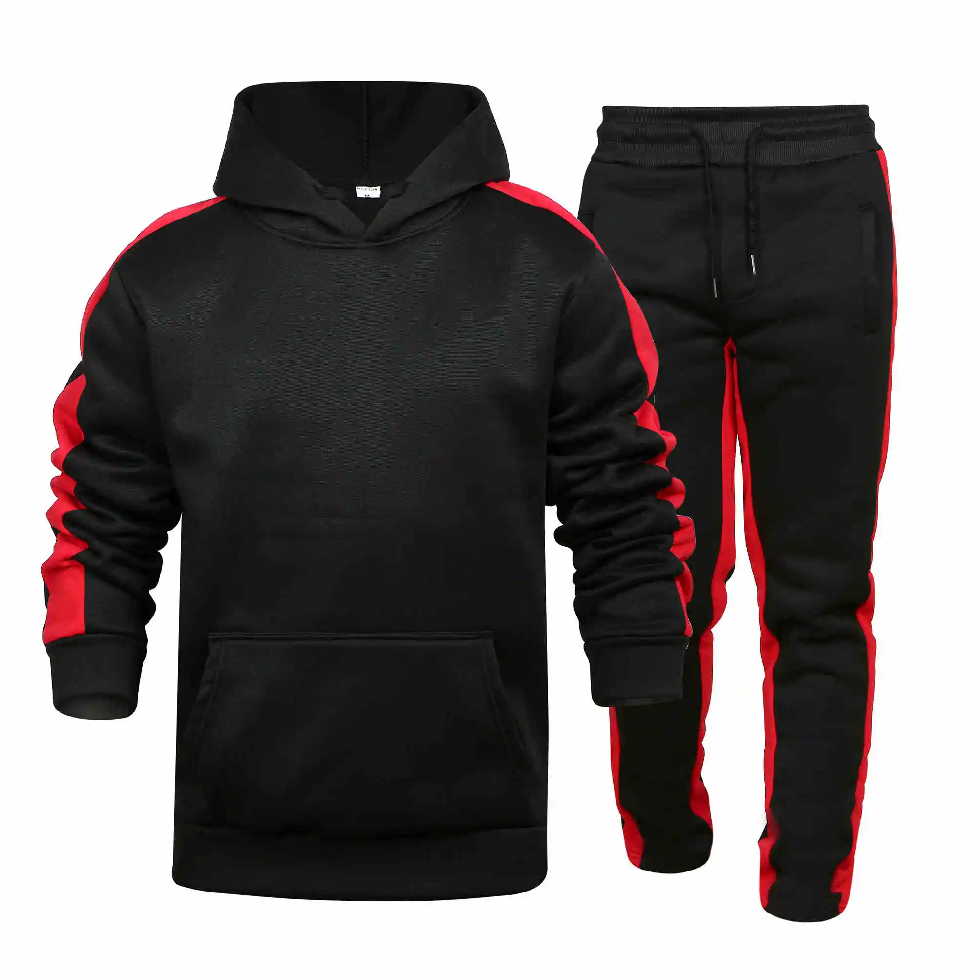 

2020Spring and autumn men's two-piece striped sportswear men's full-sleeved top with hood + outdoor sports pants track suit suit