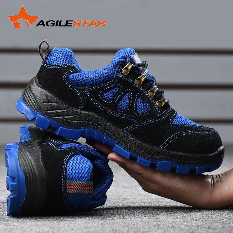 

Steel Toe Worker Stylish Safety Shoes Men Work Boots Summer Breathable Suede Leather Steel Toe Puncture Prevention Oil Resistant