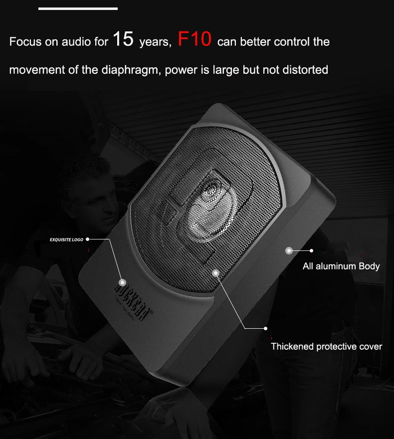 ROCKERA 10 дюймов под сиденьем сабвуфер динамик аудио HIFI тонкий активный автомобильный усилитель автомобиля Sub низкочастотный динамик с басами