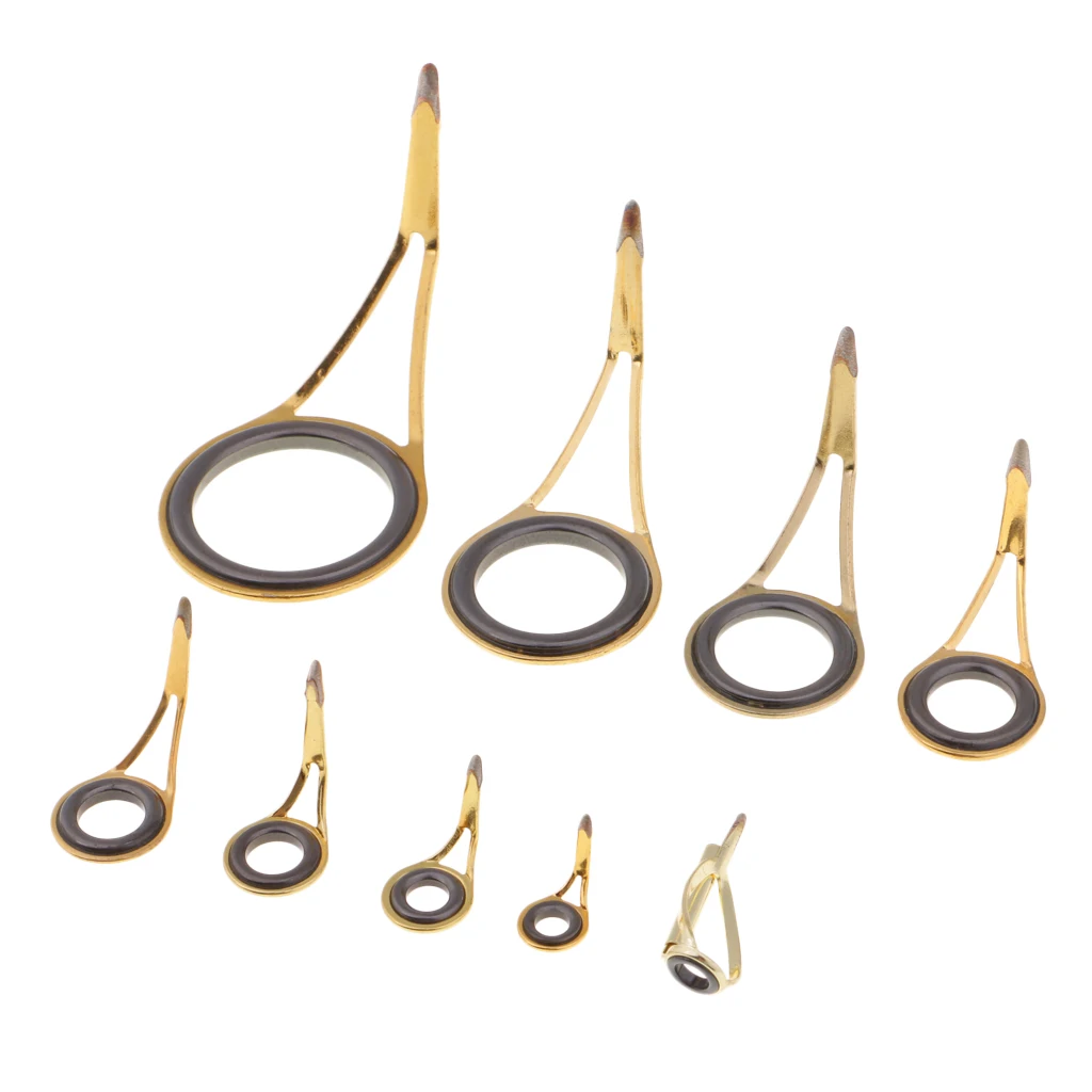 

Set of 9pcs Fishing Rod Guide Top Tip Eye Ring Rod Repair Kit DIY Tool with High