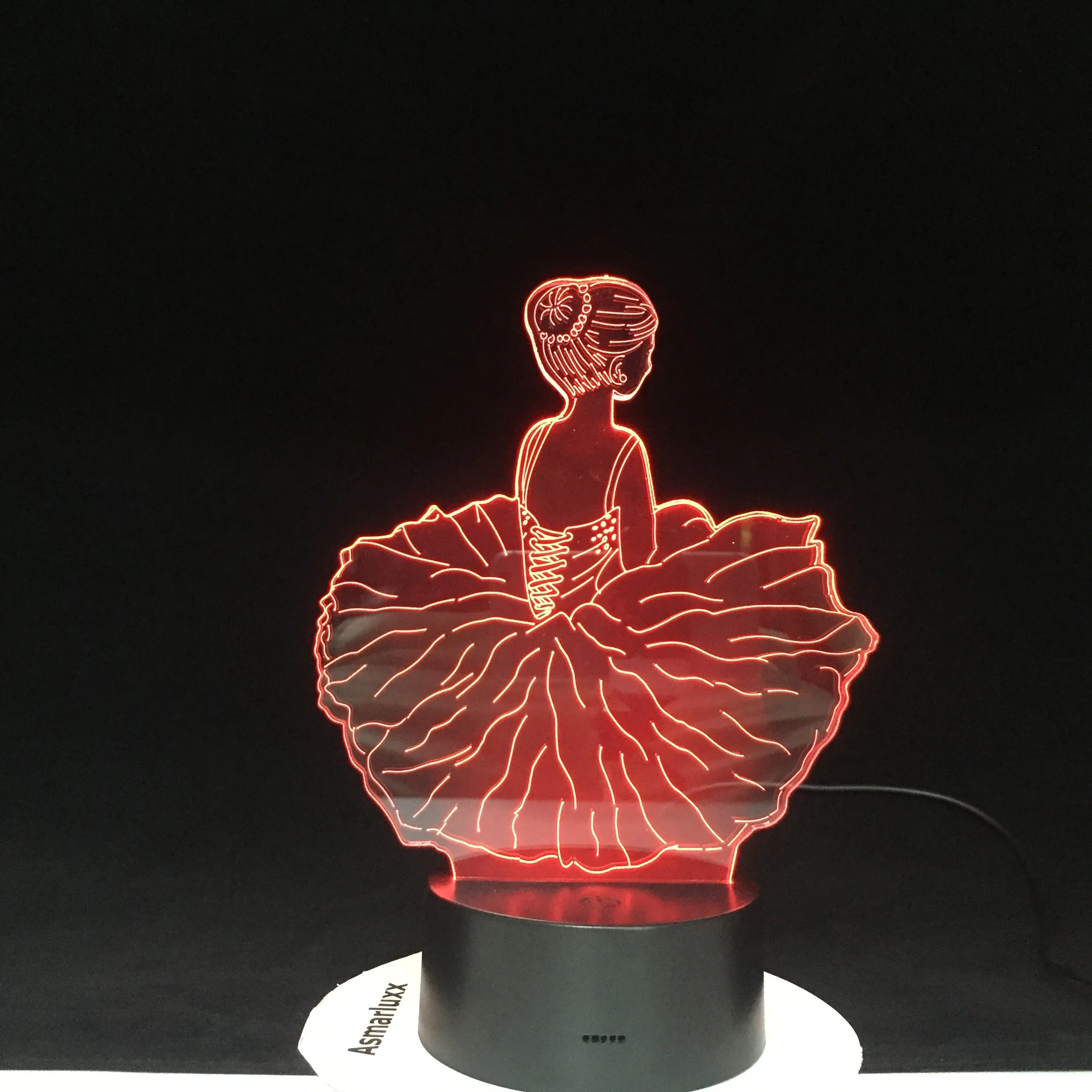 Настольная лампа для балета танцующей девочки Usb 3D светодиодный прикроватный