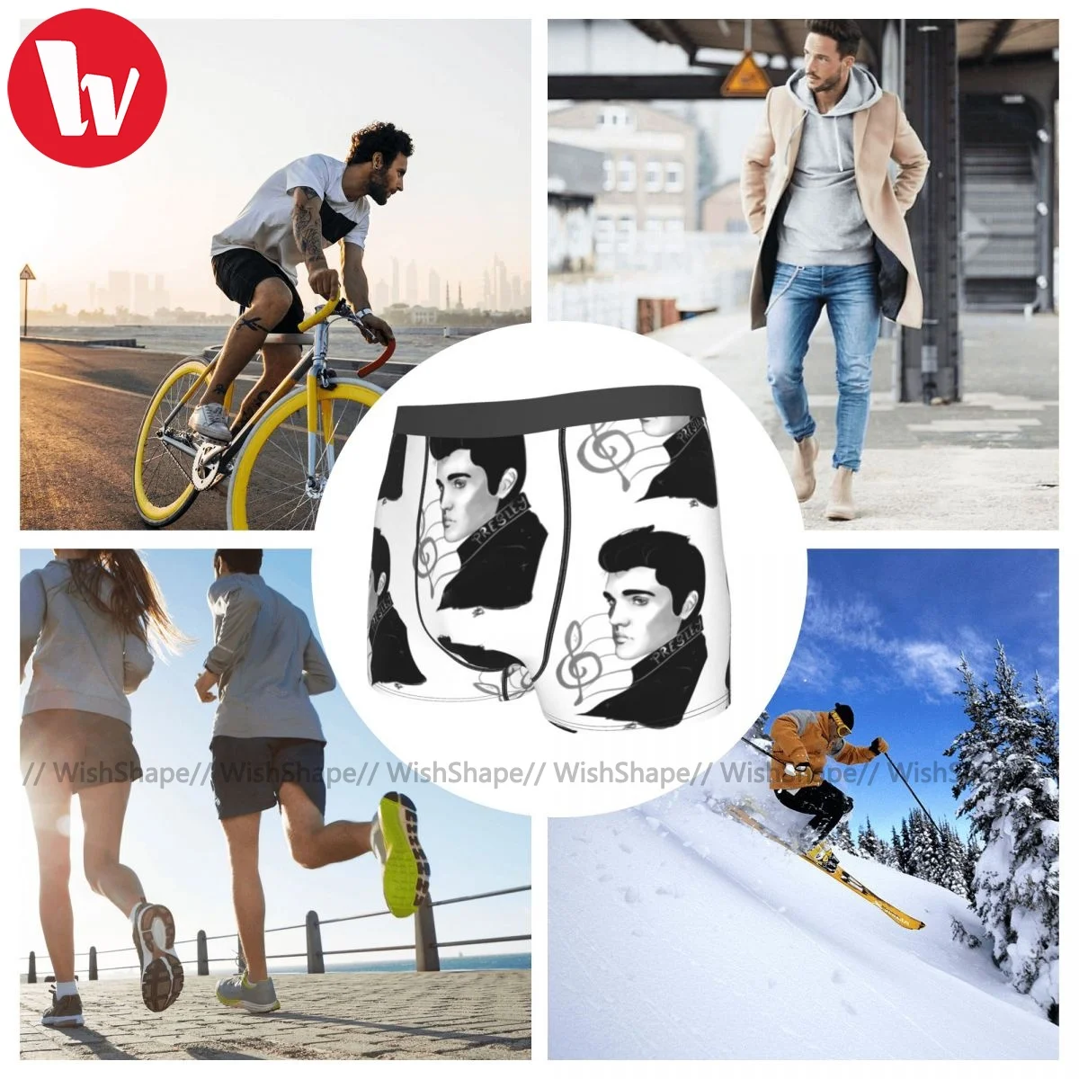 

Music Underwear Plain Hot Print Trunk Polyester Sublimation Men Boxer Brief