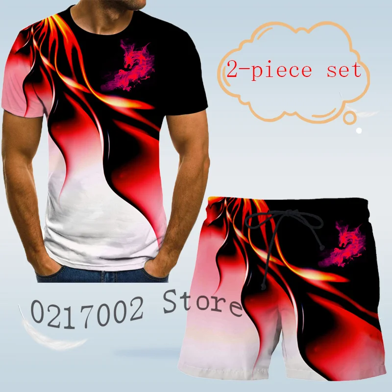 Мужской костюм с коротким рукавом футболка 3d-рисунком пальмовой кошки и шорты