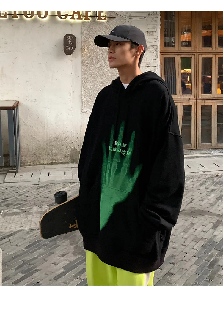 

Ybaby New spring and autumn men's Hoodie, personalized ghost claw print trend hip hop Pullover man hoodies harajuku