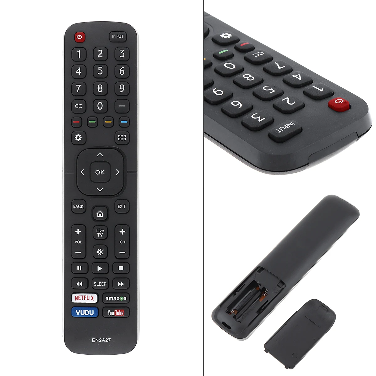 

EN2A27 Smart LED TV Remote Control Powered By AAA Batteries 10M Transmission Distance EN2A27 Controller for Hisense 55H6B 50H7GB