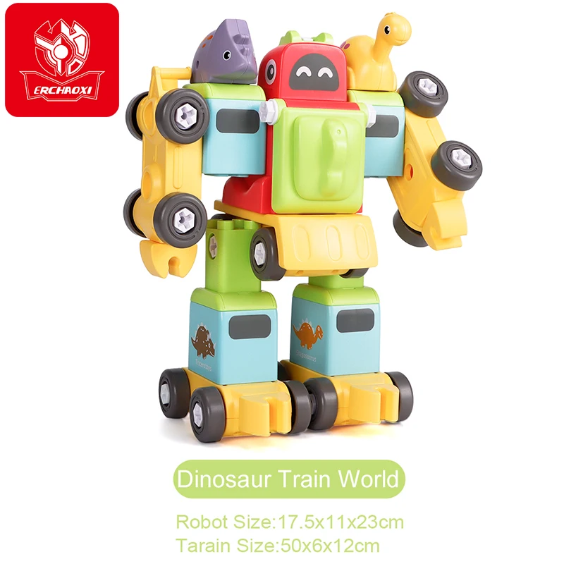 ERCHAOXI-destornillador de dinosaurio para ni&ntilde;os, juguete de coche, tren, Robot, pl&aacute;stico, desmontaje, desmontaje-1