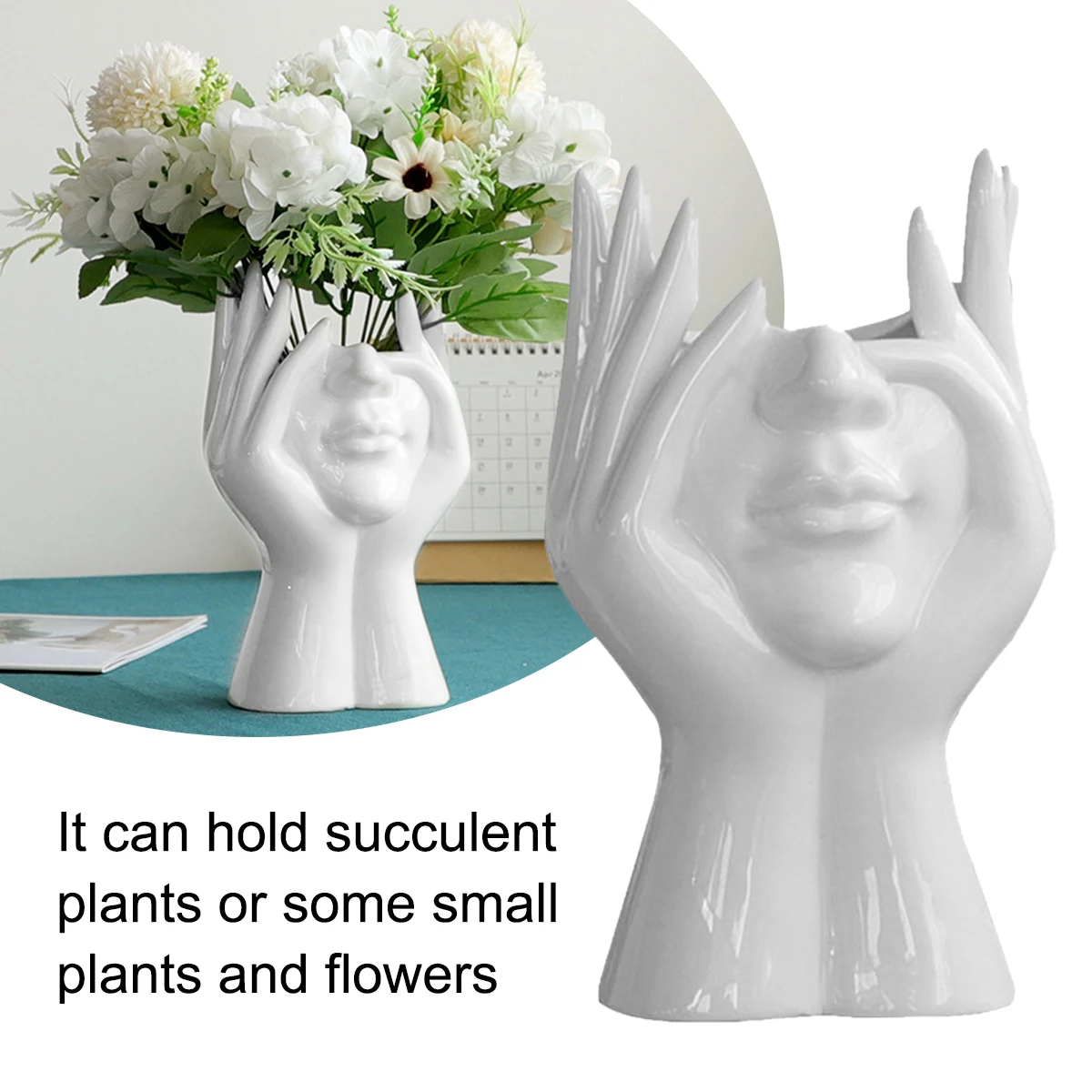 

New Human Face Ceramic Vase Art Abstract Sculpture Human Head Abstract Plant Flower Pot Home Decoration And Wedding Decoration