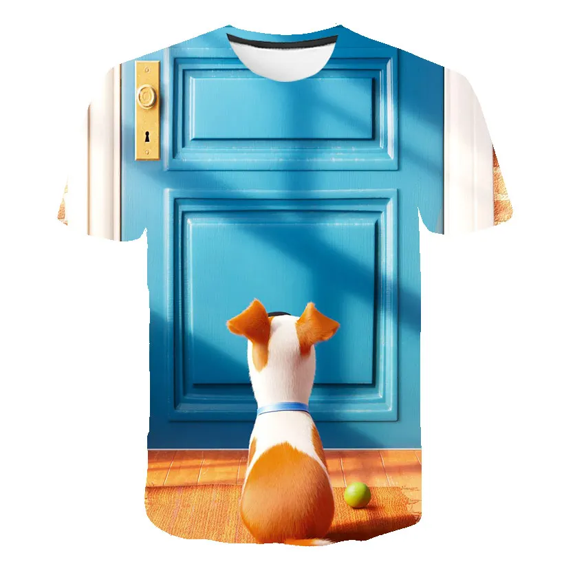 

3D Printed Children Cartoon Animal t-shirt Summer Boys and girls High Quality Lovely Dog t shirt Kids Casual Short sleeve 4T-14T