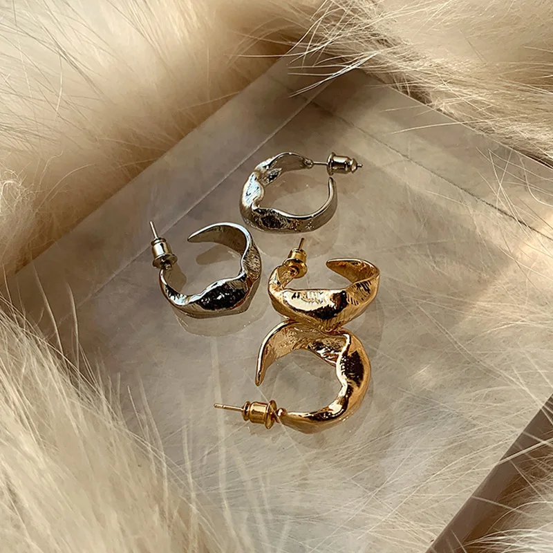 

Trendy Hot Sale Irregular Metal Earrings For Women Men Hip-hop Style Hoop Earrings Unusual Original Jewelry Gifts