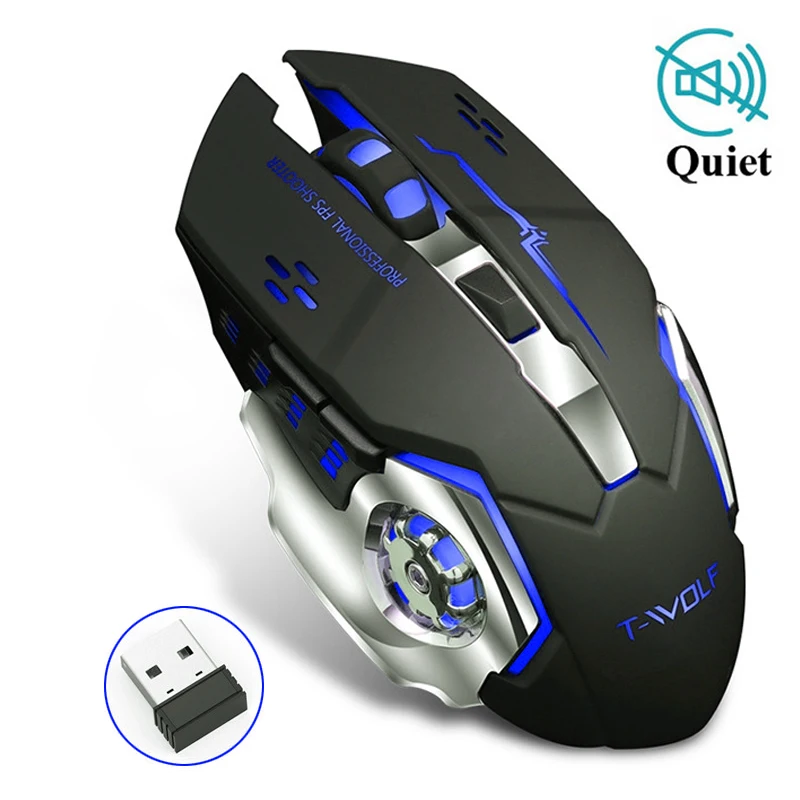 

2020 New Professional Silent Gaming Wireless Mouse 2.4GHz 2400DPI Rechargeable Mice USB Optical Game Backlit Mouse For PC Laptop