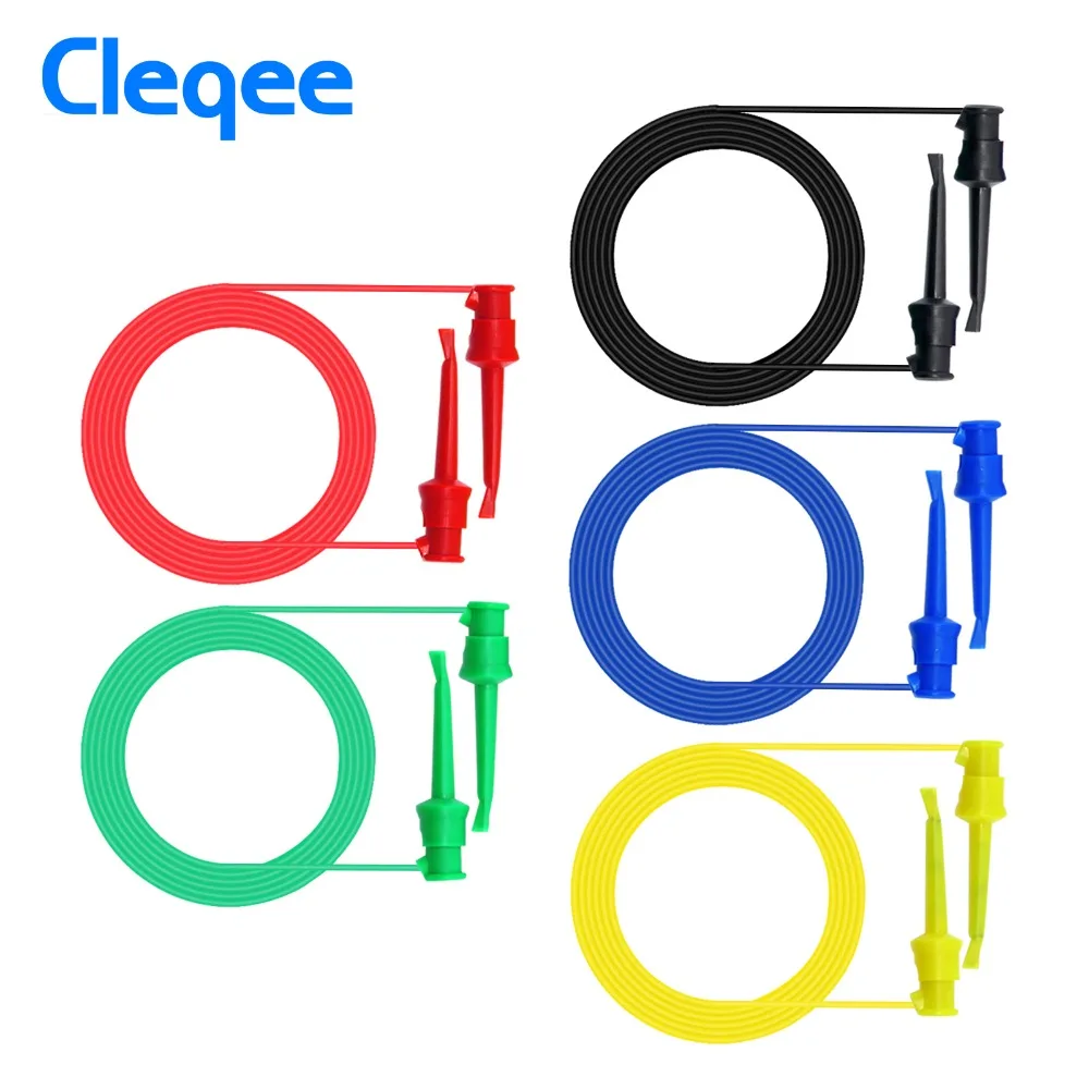 

Cleqee P1520 5pcs Multimeter Electrical Testing Dual SMD IC Test Hook Lead Silicone Cable 50cm 5colors