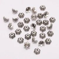 50pcs antique beads caps flower carved end bead cap 7mm cone loose sparer bead caps diy needlework earrings jewelry accessories
