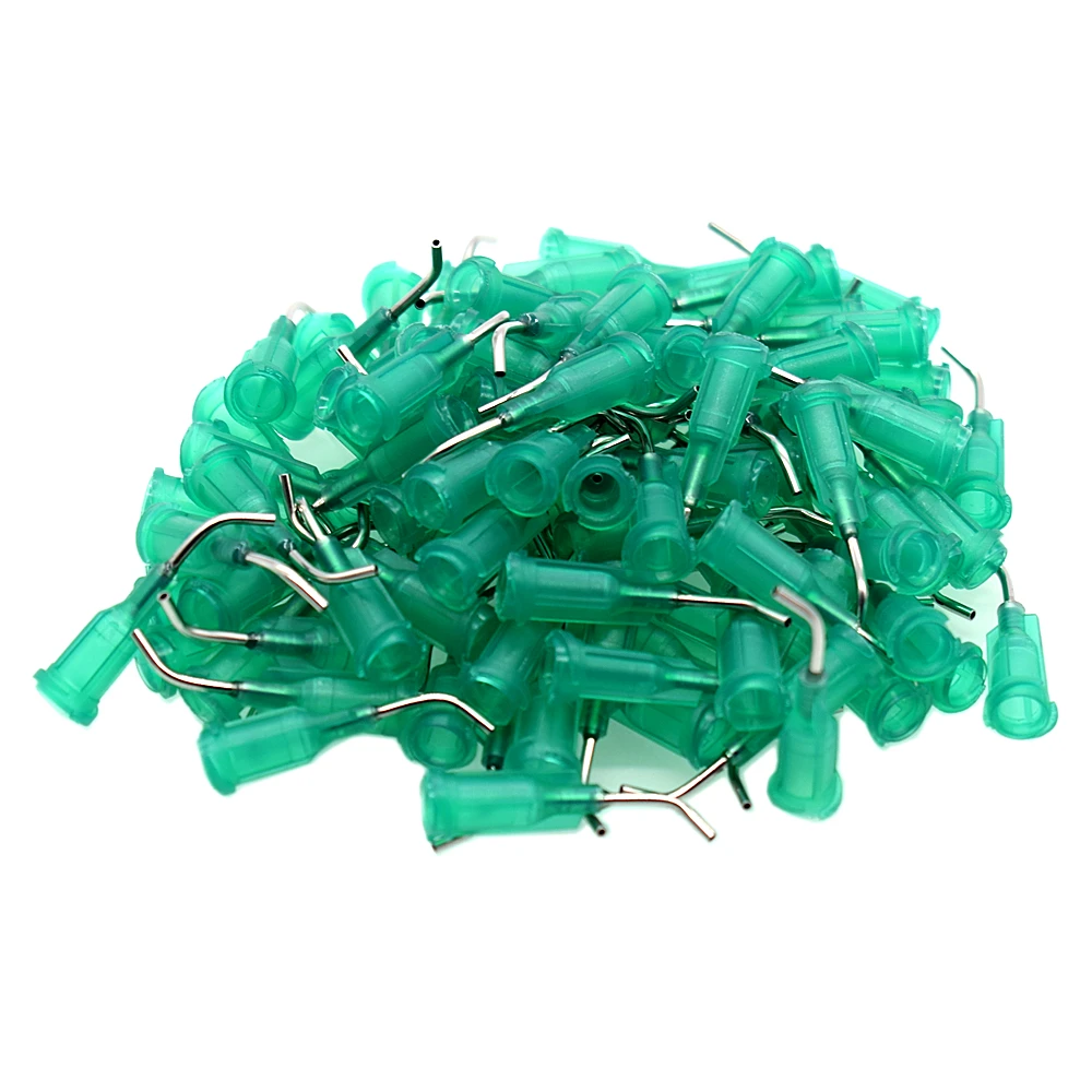 

100pcs 18G Bent Dispensing Needle Tips Glue Sealants 45 Degree Bent Tapered Needle Glue Adhesive Dispenser Needles Blunt Tip Set