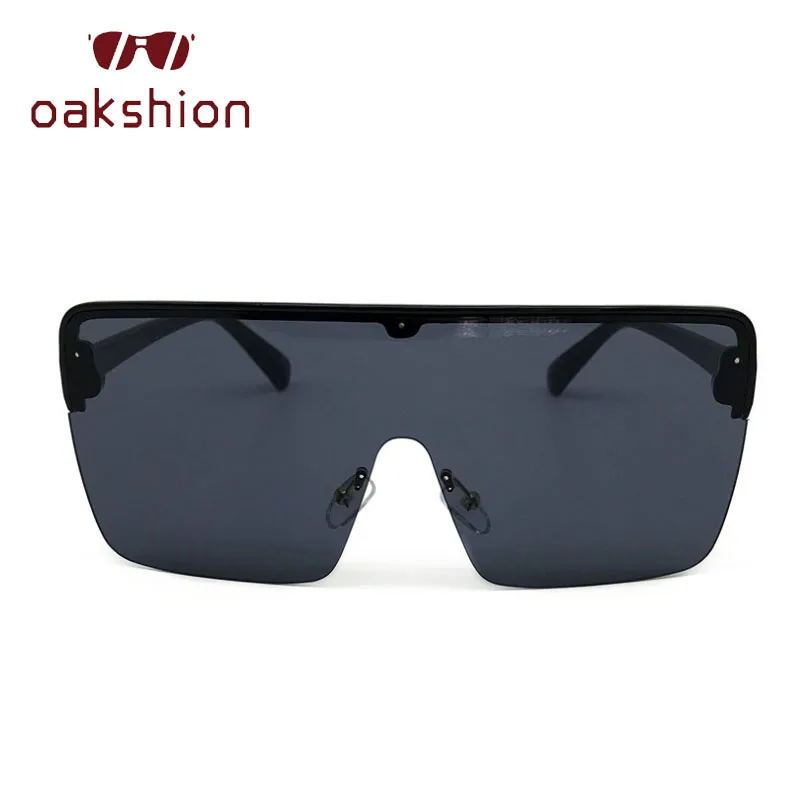 Oakshion негабаритные квадратные оправы солнцезащитных очков Для женщин Для мужчин маска с плоским верхом без оправы Солнцезащитные очки с большой оправой Одна деталь очки UV400