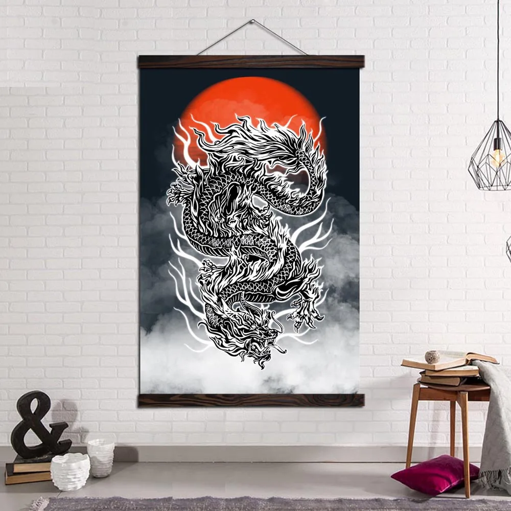 

Modern Wall Art Prints and Posters Canvas Painting Decorative Picture for Living Room Rising Sun Chinese Dragon