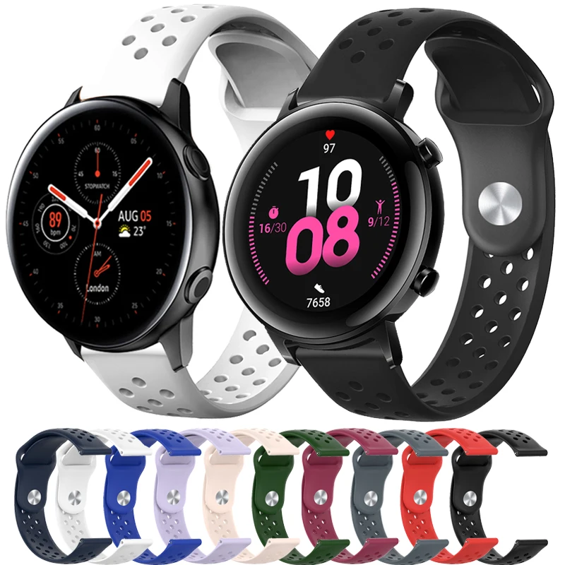 Силиконовый ремешок для Samsung Active 2 20 мм 22 40 44 Galaxy Watch 46 42 Gear S2 S3 спортивные Сменные