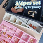 3 шт.компл. бархатный ящик для демонстрации ювелирных изделий, бархатный ящик для хранения колец, женский браслетожерельеЧехол-гвоздик для ушей