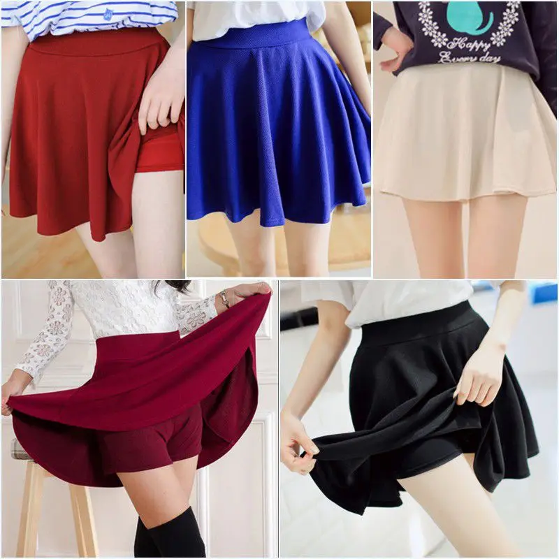 

Women Summer High Waist Pleated Skirt With Safety Pants Autumn Winter Korean Girls Sexy Mini Pleated Skirts