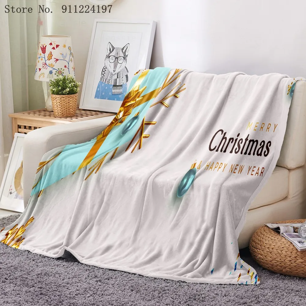 

Golden Bow Pattern Sofa Throw Blanket Bed Cover Soft Warm Winter Fleece Blanket Bedspread For Child Kids Adult Christmas Present