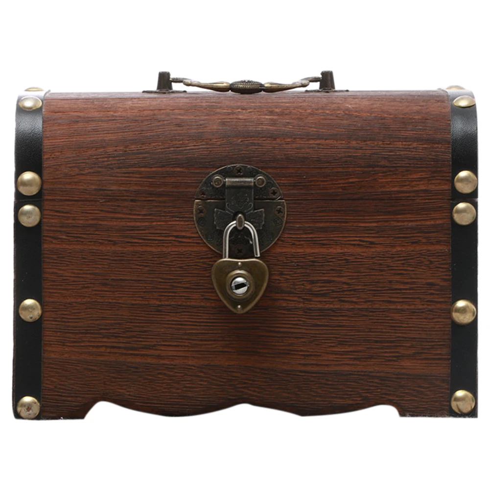 

Storage Gifts Piggy Bank With Lock Vintage Free Standing Toy Desktop Kids Solid Wood Home Decor Large Capacity Saving Pot