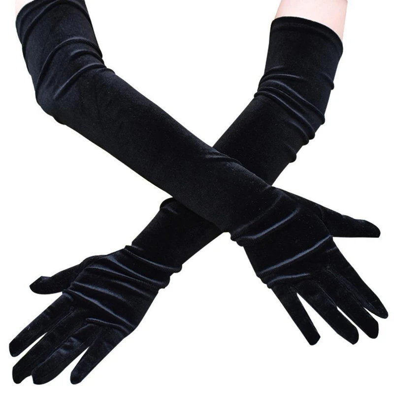 

Long Sleeves Opera Show Gloves for Women Velvet Gloves 1920s Flapper Stretchy Elbow Length Halloween Costume Gloves