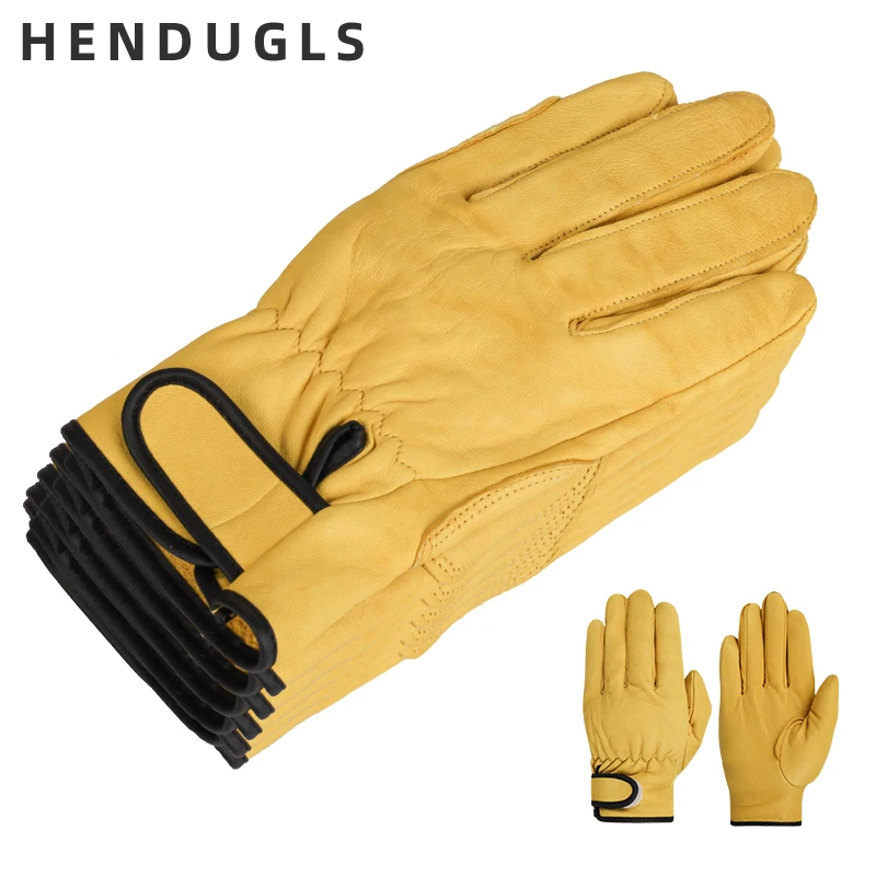Кожаные рабочие перчатки HENDUGLS мужские мягкие из овечьей кожи толстые удобные