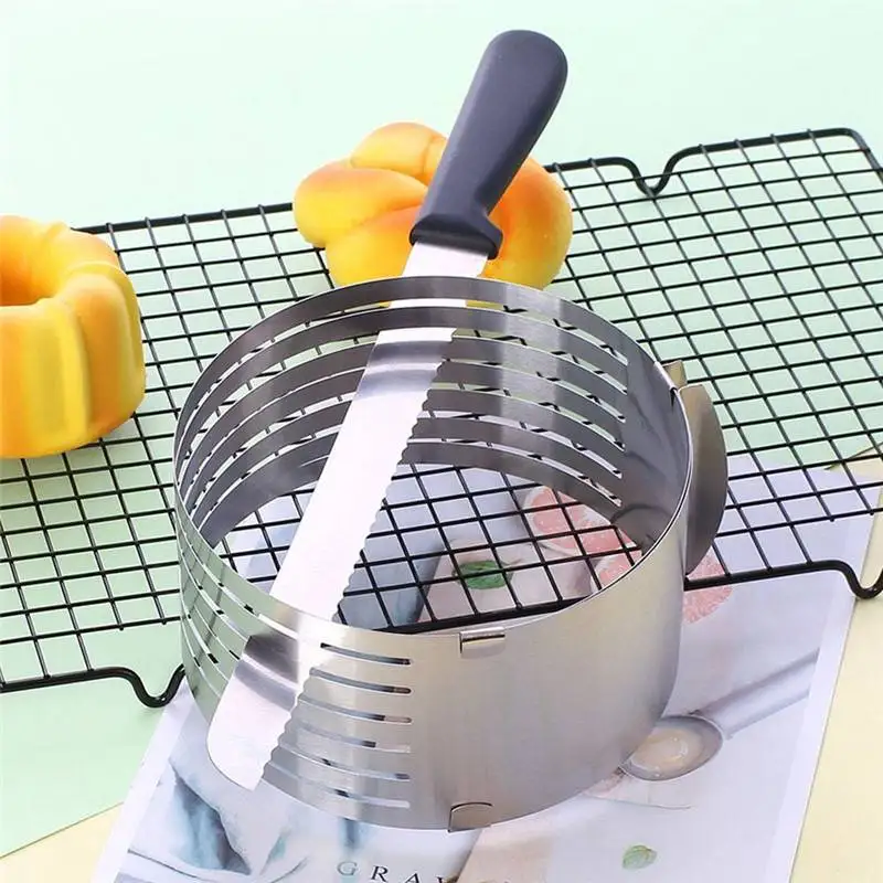 DIY Mousse Cake 1Pcs Adjustable Round Stainless Steel Ring Mold Layer Slicer Cutter | Дом и сад