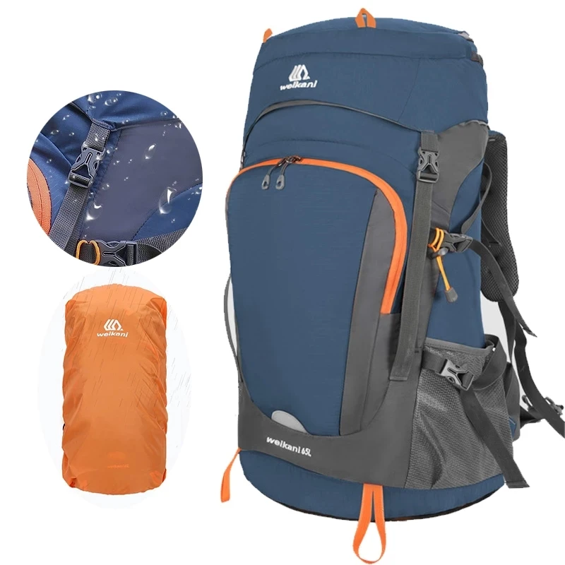 

Туристический Горный рюкзак 65л для женщин, большой водонепроницаемый ранец с дождевиком для походов и рыбалки, дорожные аксессуары