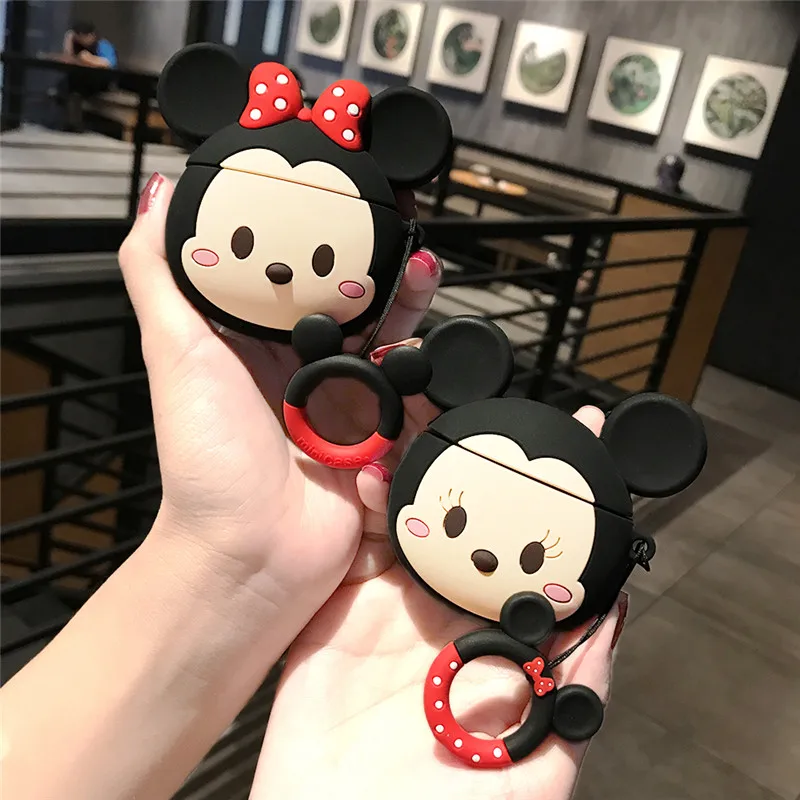 Аниме наушники в форме мыши чехол для Airpods 1 2 Чехол Силиконовый мягкий Bluetooth чехол для наушников чехол Airpods 1 2 зарядная коробка