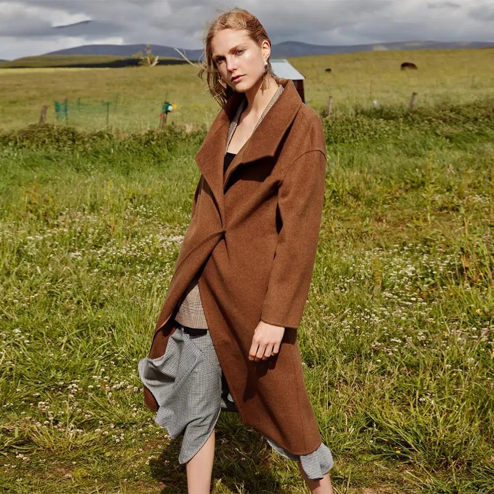 Vero Moda Женское зимнее шерстяное пальто с двойными карманами | 318327554 - Цвет: Burnt caramel mel