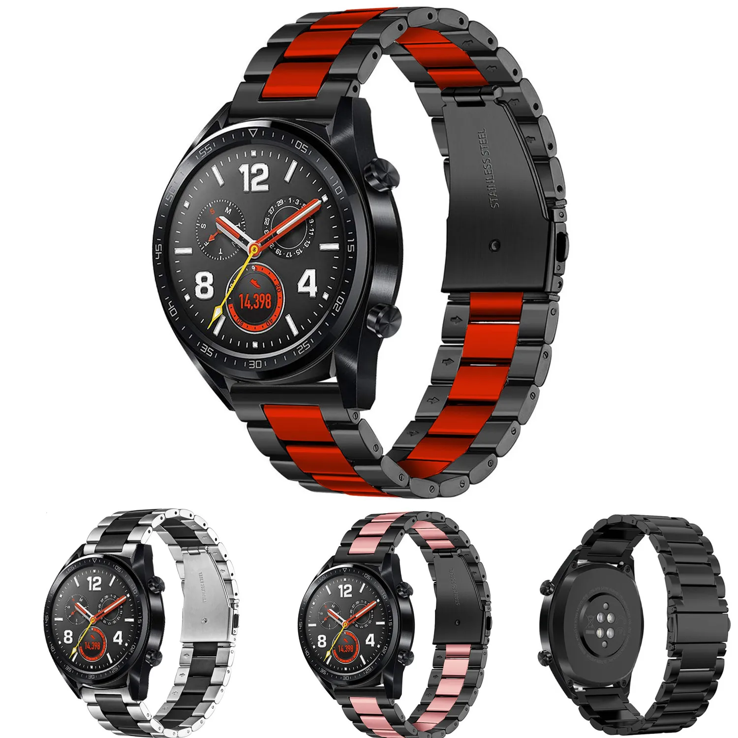 Браслет из нержавеющей стали для умных часов Huawei watch GT/AMAZFIT GTR 47 мм/Samsung galaxy 46 мм